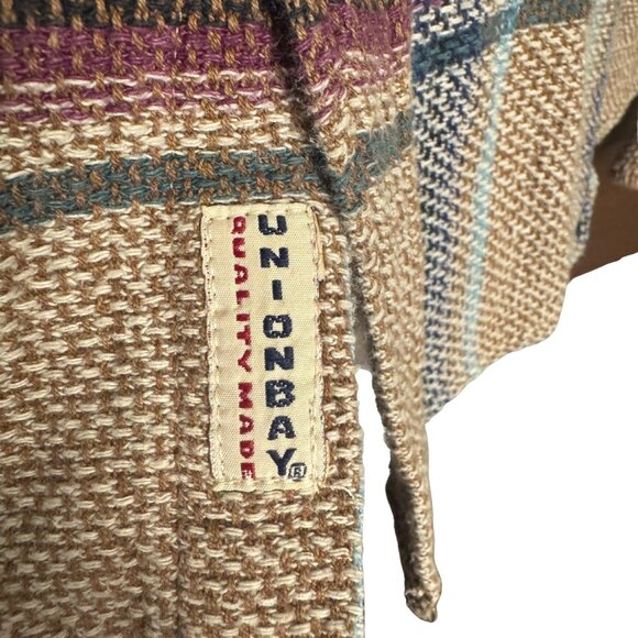 Vintage 90s Neutral Grunge Cotton Flannel Shirt Woven Plaid Button Up Cabincore - Picture 3 of 9